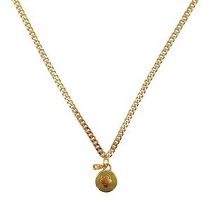 Repurposed LV ColoredPendant Necklace - YELLOW